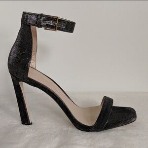 Stuart Weitzman 100 Square Black Night Nudist Stiletto Black Metallic 10.5 NIB